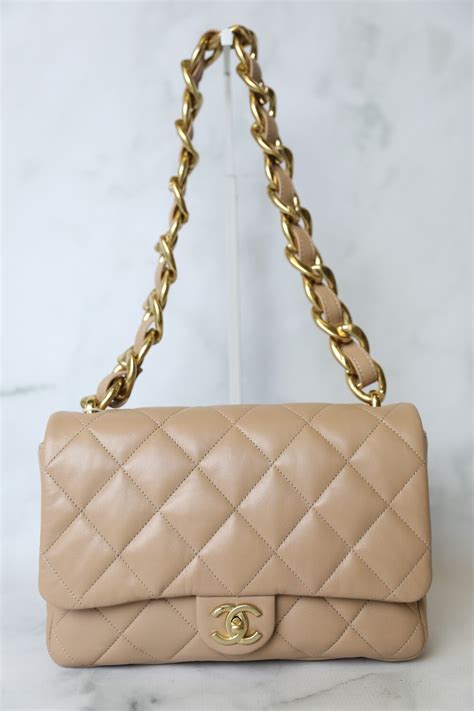 chanel bag in beige lamb leather|CHANEL Lambskin Quilted Large CC Funky Town Flap Beige .